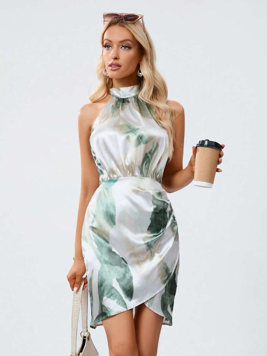 GENKIRA In Đồ họa Váy Wrap Hem - Nhiều màu - Xem 1