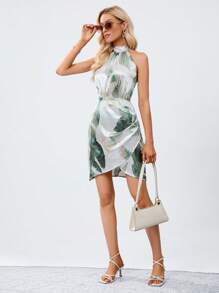 GENKIRA In Đồ họa Váy Wrap Hem - Nhiều màu - Xem 7