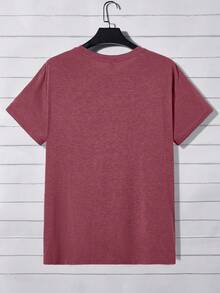 EASEVO Hombres talla grande Camiseta árbol & con estampado de letra - Burdeos - Ver 2