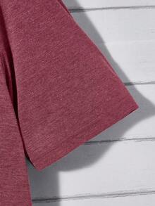 EASEVO Hombres talla grande Camiseta árbol & con estampado de letra - Burdeos - Ver 4