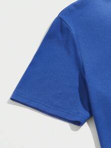 Manfinity RebelGame Hombres Camiseta con estampado de slogan y dibujos animados - azul real - Ver 3