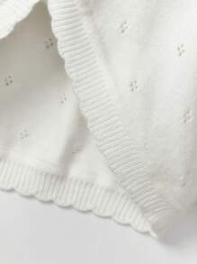 SHEIN Baby Girl Knitted Thin Long Sleeve Cardigan With Decorative Trim,In Fall/Winter - White - View 4