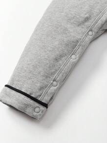 Cozy Pixies Đứa bé trai Tương phản ràng buộc Nơ mặt trước Cổ Polo Áo liền quần - Màu Xám nhạt - Xem 4