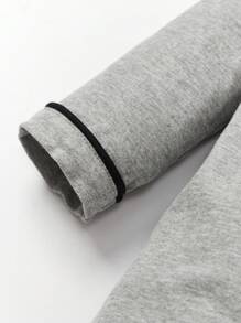 Cozy Pixies Đứa bé trai Tương phản ràng buộc Nơ mặt trước Cổ Polo Áo liền quần - Màu Xám nhạt - Xem 5