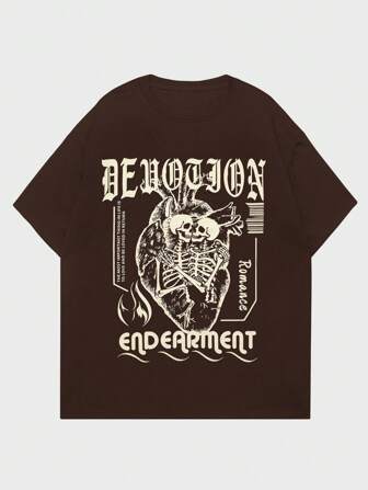 Street Life Guys Slogan & Skeleton Print Tee