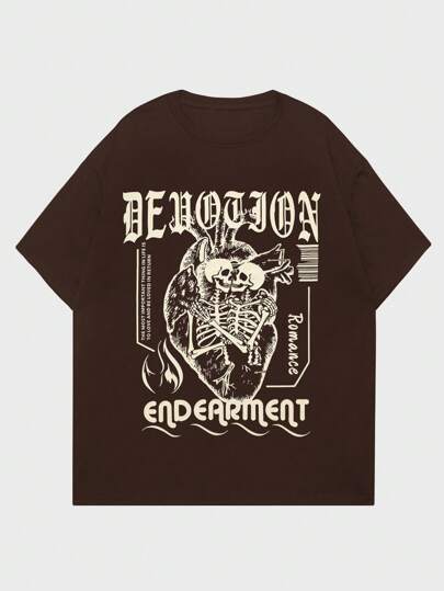 Street Life Guys Slogan & Skeleton Print Tee