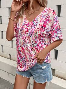 SHEIN LUNE In Toàn bộ tay cánh Áo thun - Màu be - Xem 4