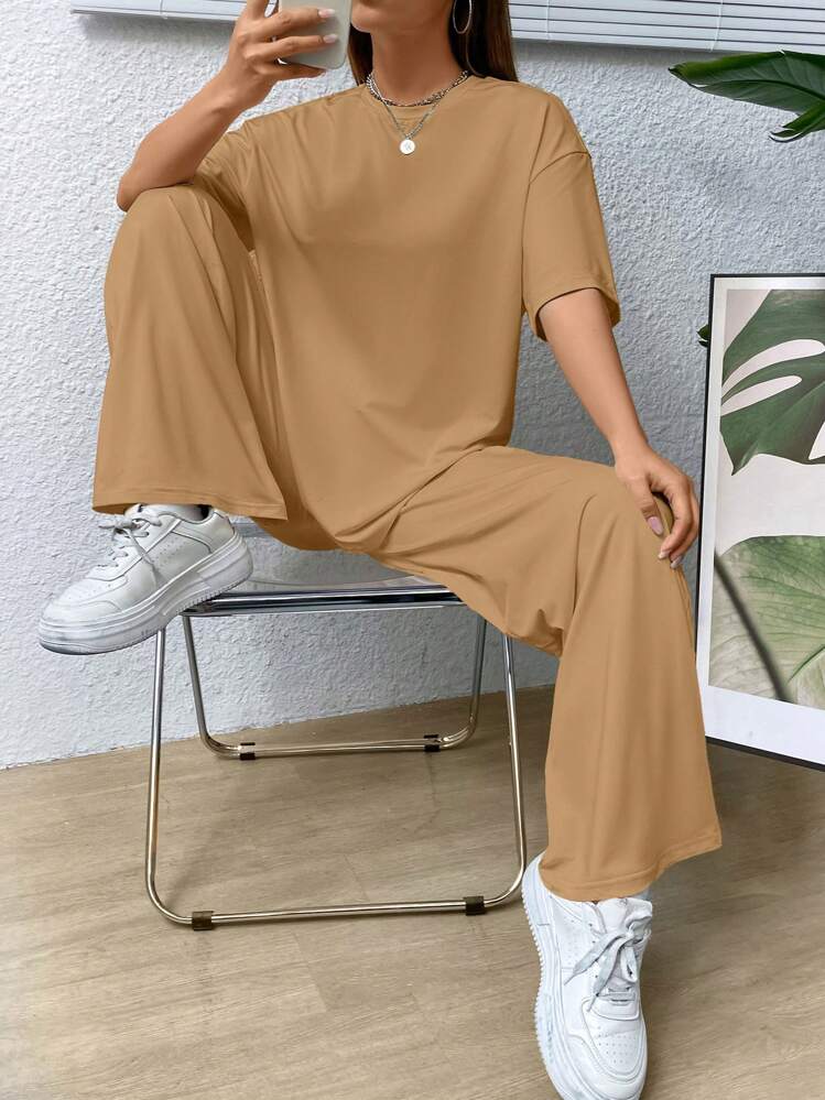 Muchica Unicolore T-shirt & Pantalon Ample - Kaki - Voir 3