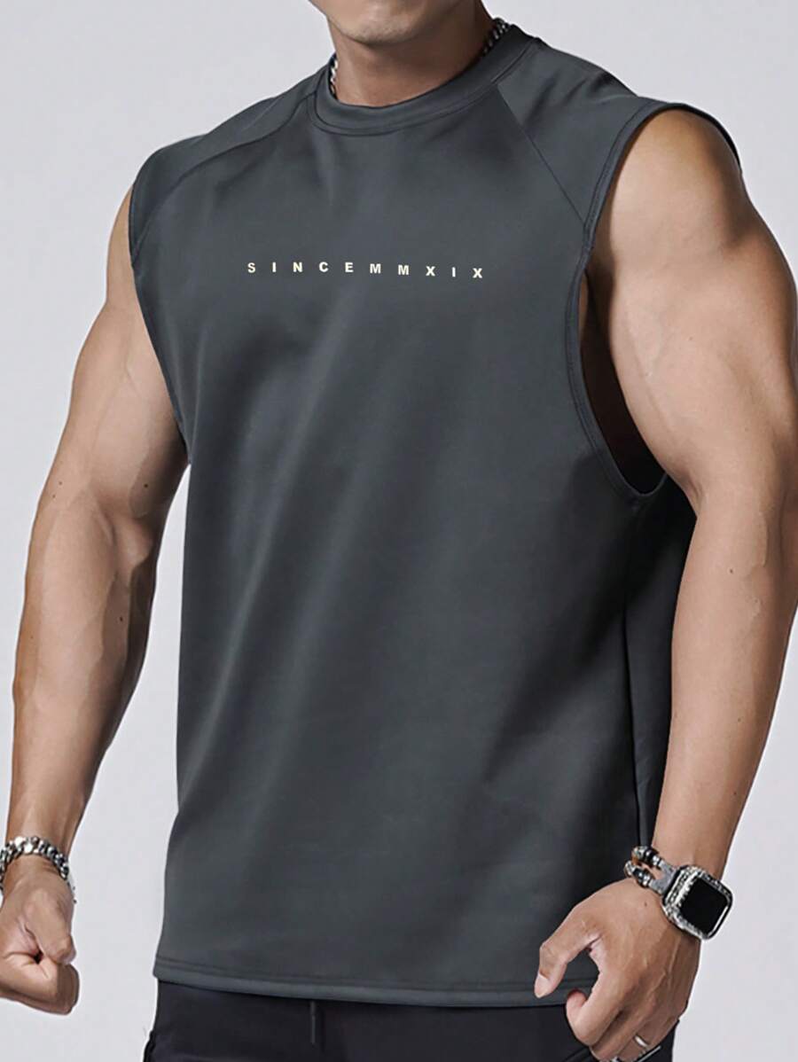 Manfinity Sport Streetwear Men Letter Graphic Sports Tank Top Workout