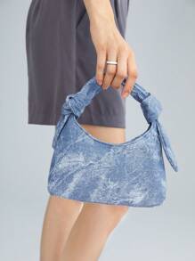 SHEIN ICON 中等的流浪包打結設計 - 藍色 - 查看 6