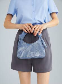 SHEIN ICON 中等的流浪包打結設計 - 藍色 - 查看 3