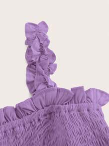 Aveloria Rosie Solid Frill Trim Ruffle Hem Dress Holiday Party Dress  - Purple - View 4