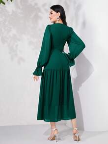 Modelyn Flounce Sleeve Ruffle Hem Dress