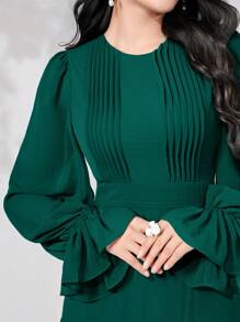 Modelyn Flounce Sleeve Ruffle Hem Dress