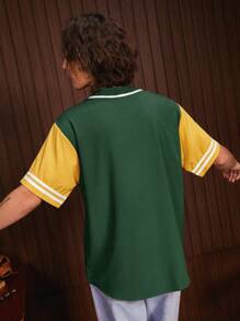 Manfinity VCAY 1 Pièce Chemise À Blocs De Couleur Graphique Lâche Et Lettre