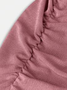 SHEIN Chica adolescente Vestido de un hombro fruncido lateral - Rosa vieja - Ver 4