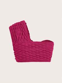 SHEIN WYWH One Shoulder Twist Front Crop Top - Hot Pink - View 2