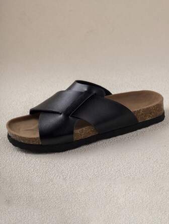 1 par de zapatos negros sencillos con huecos de moda para niños y niñas, antideslizantes y casuales