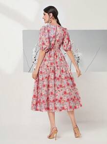 Mulvari Vải in hoa Ống tay áo Đầm - Nhiều màu - Xem 2