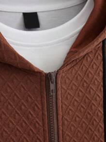 Manfinity Homme Men Solid Zipper Up Hoodie - Brown - View 3