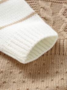 Baby Girl Striped Pattern Button Front 2 In 1 Jumpsuit - Camel - View 4