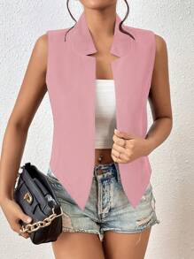 SHEIN Privé 素色開門襟馬甲西裝外套