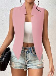 SHEIN Privé 素色開門襟馬甲西裝外套