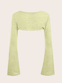 SHEIN ICON Chất rắn Siêu crop Áo len - Màu xanh Bạc hà - Xem 2