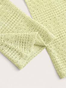 SHEIN ICON Chất rắn Siêu crop Áo len - Màu xanh Bạc hà - Xem 4