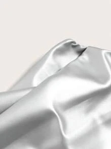 SHEIN ICON Chất rắn Da giả Áo Tube Crop - Bạc - Xem 3