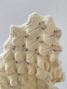 Chiquease Cổ giả Cắt vỏ sò Knit ngọn - Màu be - Xem 7