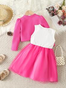 SHEIN Cô Gái Trẻ Thêu hoa Váy lưới che phủ & Ống tay áo Áo khoác - Nhiều màu - Xem 2