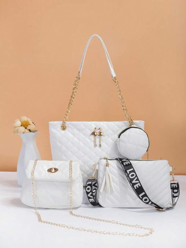 Elegante Set de 3 en 1 de bolso cruzado, bolso de hombro y mini bolso con estampado de leopardo bordado para mujeres