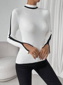 Chiquease Cổ giả Tách tay áo Áo len - trắng - Xem 3