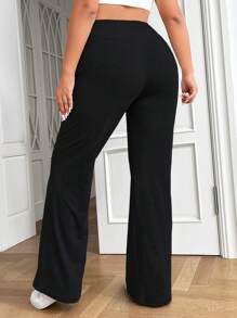 SHEIN EZwear Plus Solid Flare Leg Sweatpants Graduation,Back To School Outfits,Graduation,Teacher Outfits For Women,Back To School