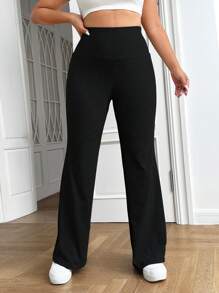 SHEIN EZwear Plus Solid Flare Leg Sweatpants Graduation,Back To School Outfits,Graduation,Teacher Outfits For Women,Back To School