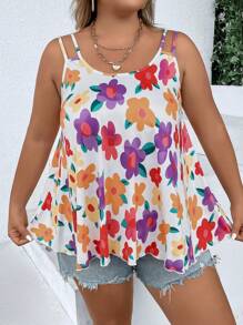 SHEIN Holidaya Talla grande Top de tirantes con estampado floral - Multicolor - Ver 7