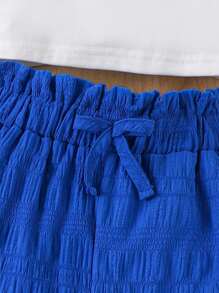 SHEIN 女大童素色吊帶上衣和紙袋腰短褲和前排扣襯衫 - 藍白色 - 查看 6