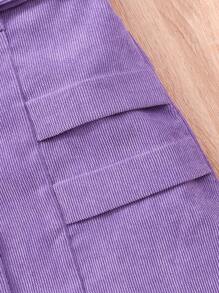 SHEIN Tween Girl Ruffle Trim Bow Front Shirt & Skirt - Multicolor - View 7