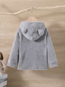 SHEIN Áo nỉ in hình gấu bông hoạt hình dành cho bé trai - Màu Xám nhạt - Xem 2