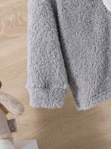 SHEIN Áo nỉ in hình gấu bông hoạt hình dành cho bé trai - Màu Xám nhạt - Xem 3