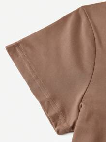 SHEIN LUNE Cartoon Cat Print Tee - Mocha Brown - View 6