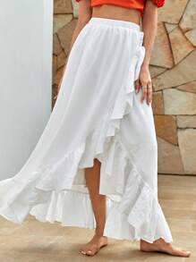 Bohemela 不對稱荷葉邊半身裙 - 白色 - 查看 3