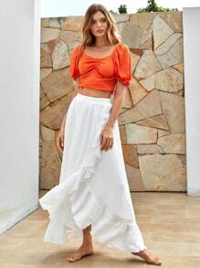 Bohemela 不對稱荷葉邊半身裙 - 白色 - 查看 5