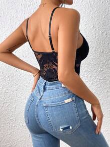 Chiquease Lace Cami Bodysuit - Black - View 3