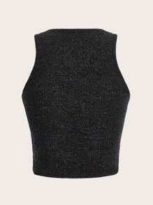 SHEIN ICON 不對稱下擺背心上衣 - 深灰色 - 查看 2