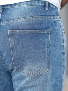 Men Slant Pocket Straight Leg Jeans - Medium Wash - View 5