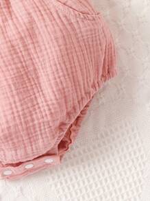 SHEIN 女嬰荷葉邊前蝴蝶結連體衣 - 粉色 - 查看 6