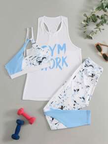 SHEIN Sport Studio Letter Graphic Sports Set Workout Set Workout Women Setwomen Workout Set