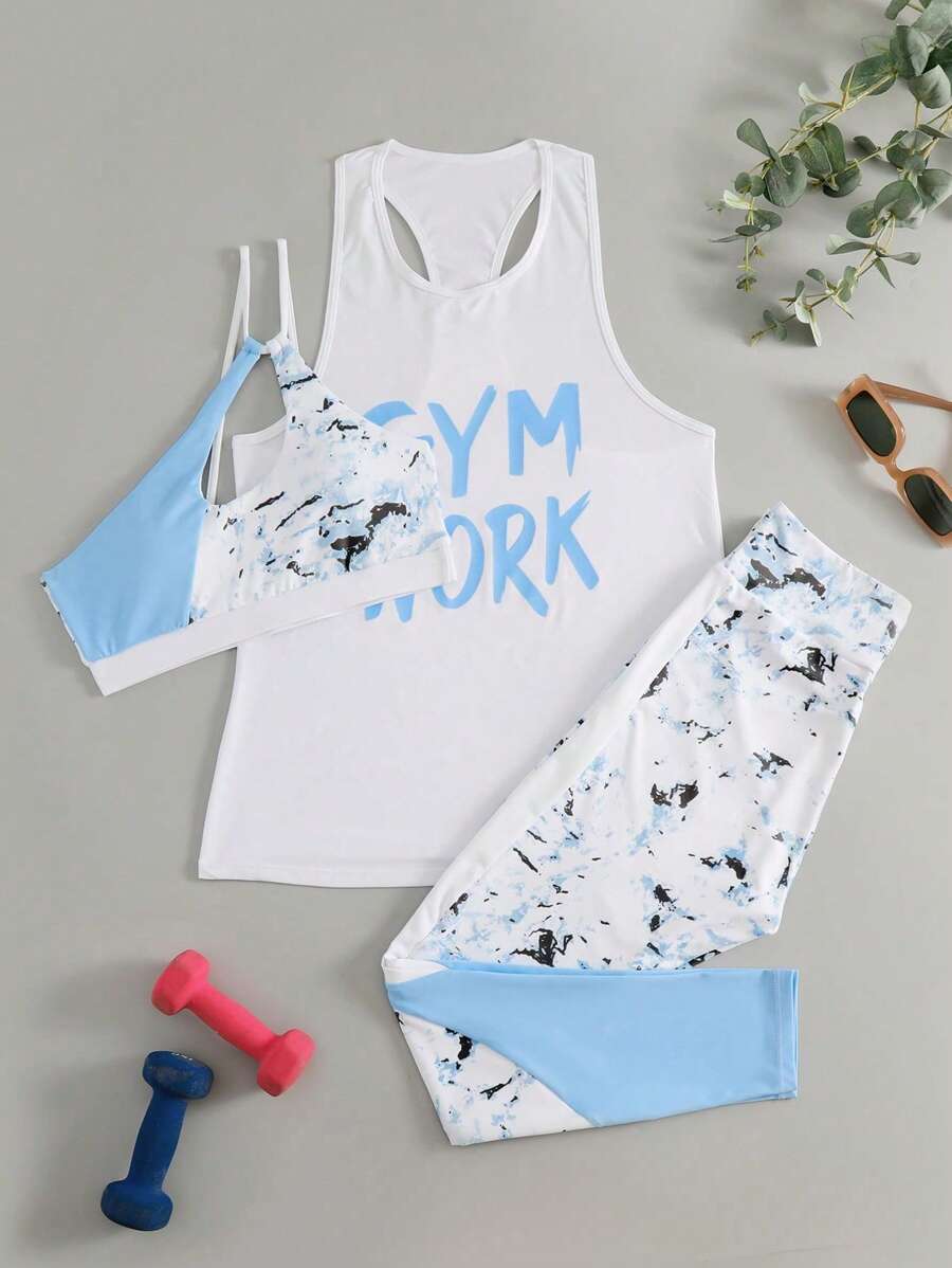 SHEIN Sport Studio Letter Graphic Sports Set Workout Set Workout Women Setwomen Workout Set